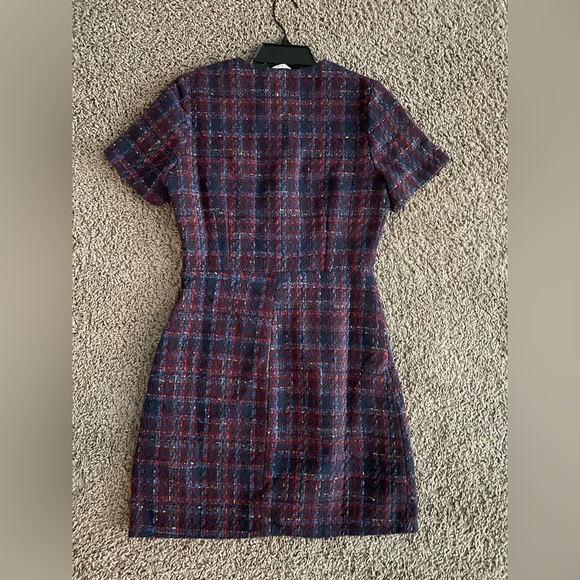 Sandro Red and Blue Tweed Mini Dress - Picture 4 of 7